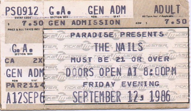 Paradise Ticket, Boston 1986