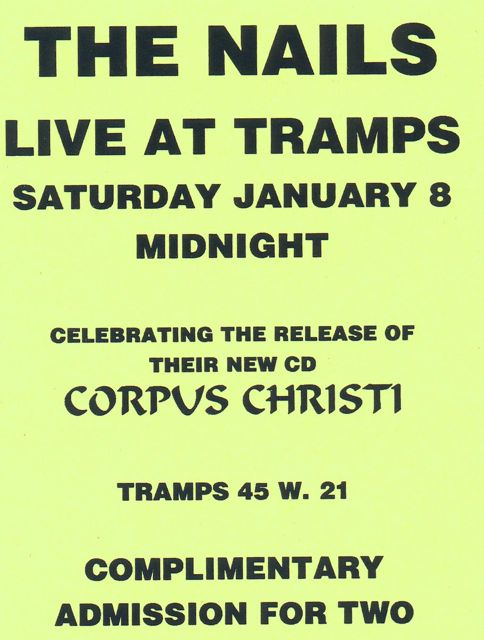 Tramps, NYC 1994 Corpus Christi Launch