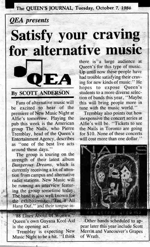 Queens Journal, Kingston, ON 1986